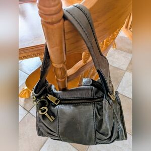 Fossil  Fifty Four Gray Leather Shoulder Bag